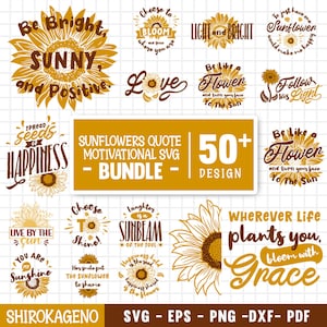 Sunflower Svg Bundle, Sunflower Svg, Sunflower Quotes Svg, Flower Frames Svg, Floral Frame Svg, Floral Border Svg, Svg Files for Cricut