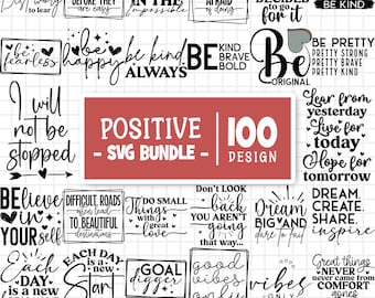 Positive Svg Bundle, Mental Health Svg, Self Love Svg, Motivational Svg, Inspirational Svg, Life Quotes Inspirational, Cut Files For Cricut