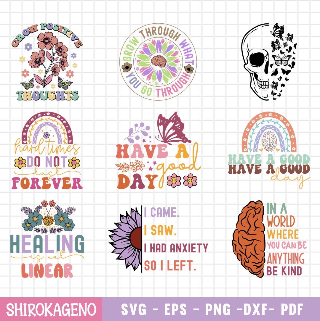 Mental Health Svg Bundle, Inspirational Quotes Svg, Self Love Svg ...