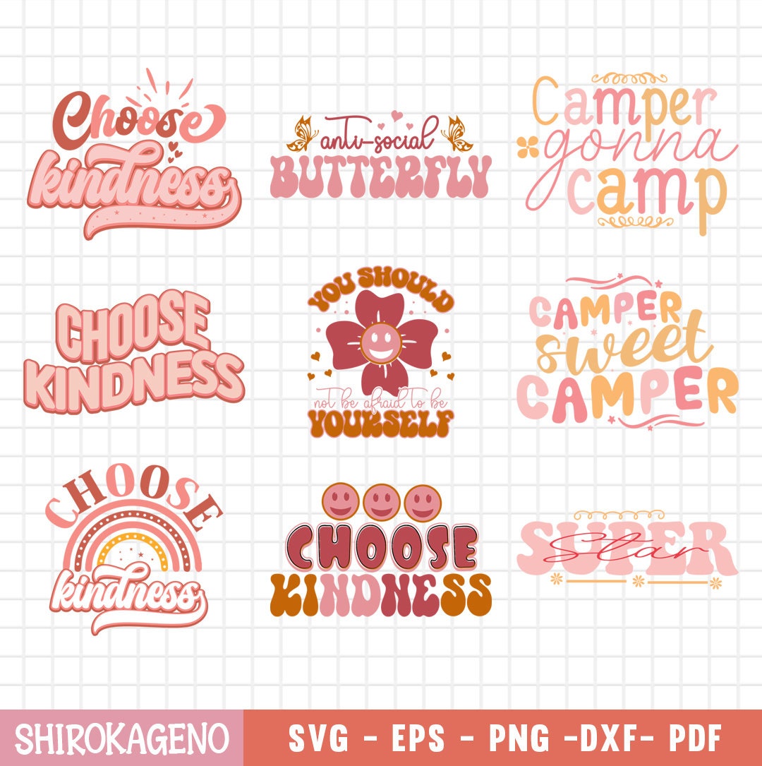 Retro Inspirational Svg Bundle, Motivational Svg, Self Love Svg Bundle ...