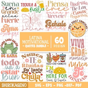 Latina Motivational Quotes Svg Bundle, Positive Quotes Svg, Latina Png, Spanish Sayings Svg, Coffee Mug Svg, Mexican, Cut Files For Cricut