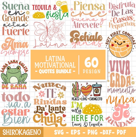 Latina Motivational Quotes Svg Bundle, Positive Quotes Svg, Latina Png, Spanish Sayings Svg, Coffee Mug Svg, Mexican, Cut Files For Cricut