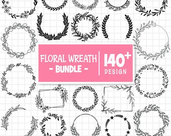 Floral Wreath Svg Bundle, Wreath Svg, Laurel Wreath Svg, Flower Svg, Floral Svg, Circle Frame Svg, Flower Wreath Svg, Cut Files For Cricut
