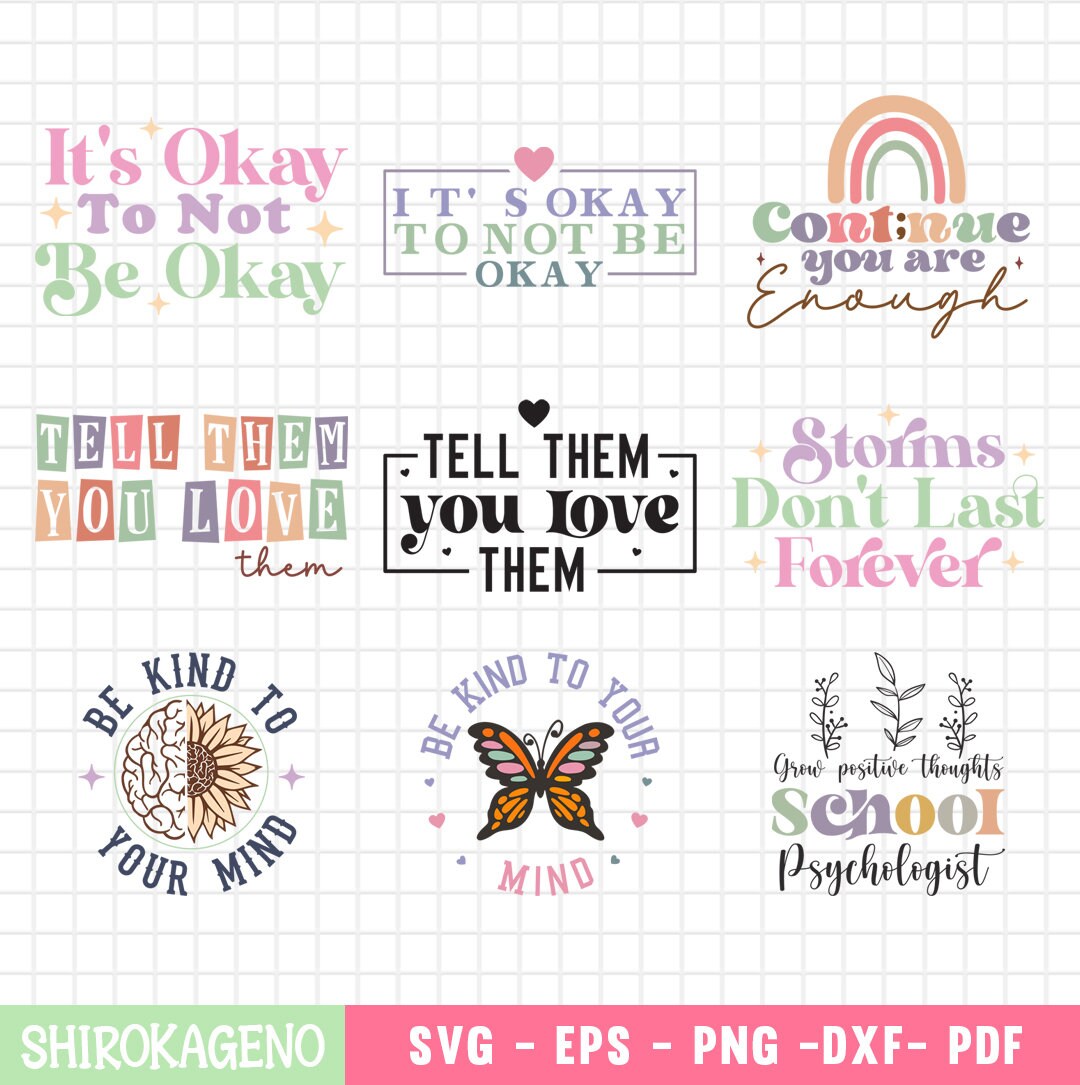 Mental Health Svg Bundle, Inspirational Quotes Svg, Self Love Svg ...