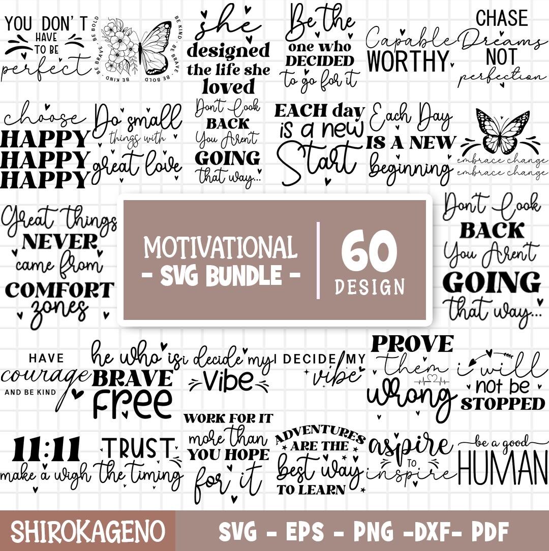 Motivational Svg Bundle, Inspirational Quotes Svg, Positive Svg, Self ...