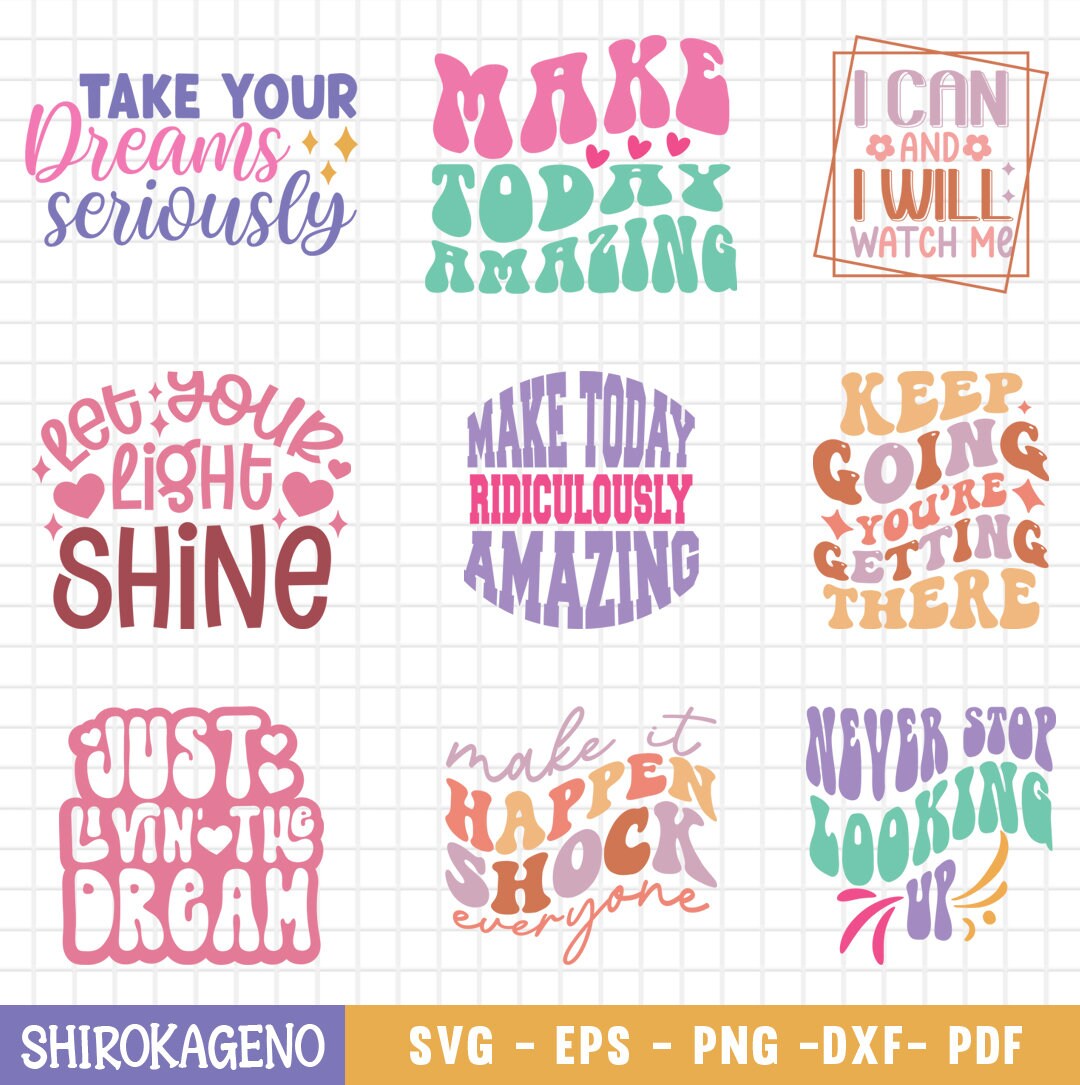 Retro Inspirational Svg Bundle, Motivational Svg, Self Love Svg Bundle ...