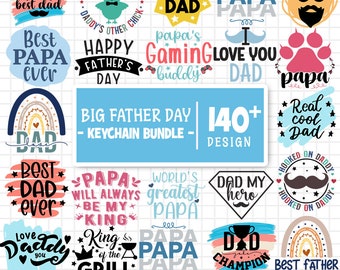 Big Fathers Day Keychain Bundle, Dad Svg, Best Dad, Daddy Svg, Happy Fathers Day, Acrylic Keychain Svg, Round Keychain, Cut Files For Cricut