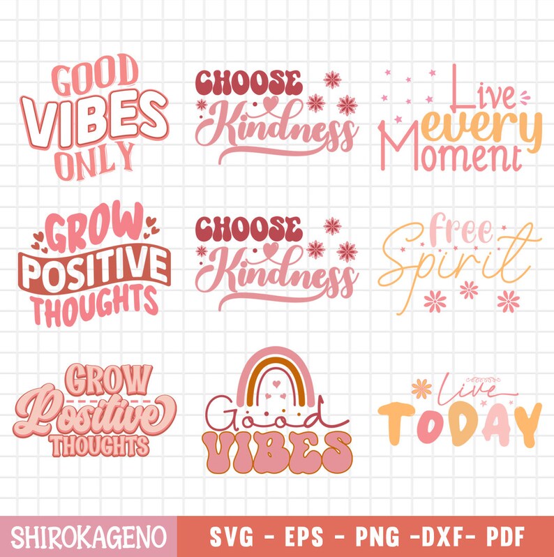 Retro Inspirational Svg Bundle, Motivational Svg, Self Love Svg Bundle ...