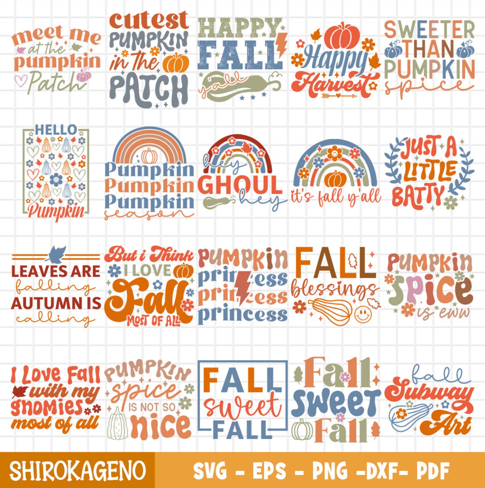 Fall Autumn Svg Bundle, Pumpkin Svg, Fall Svg, Autumn Svg, Thanksgiving ...