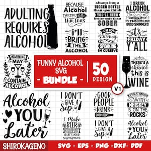 Pacchetto Svg di alcol divertente, Citazioni di bicchierini Svg, Tequila Svg, Divertente bere Svg, Detti ubriachi Svg, Colpo messicano, File tagliati per Cricut V1
