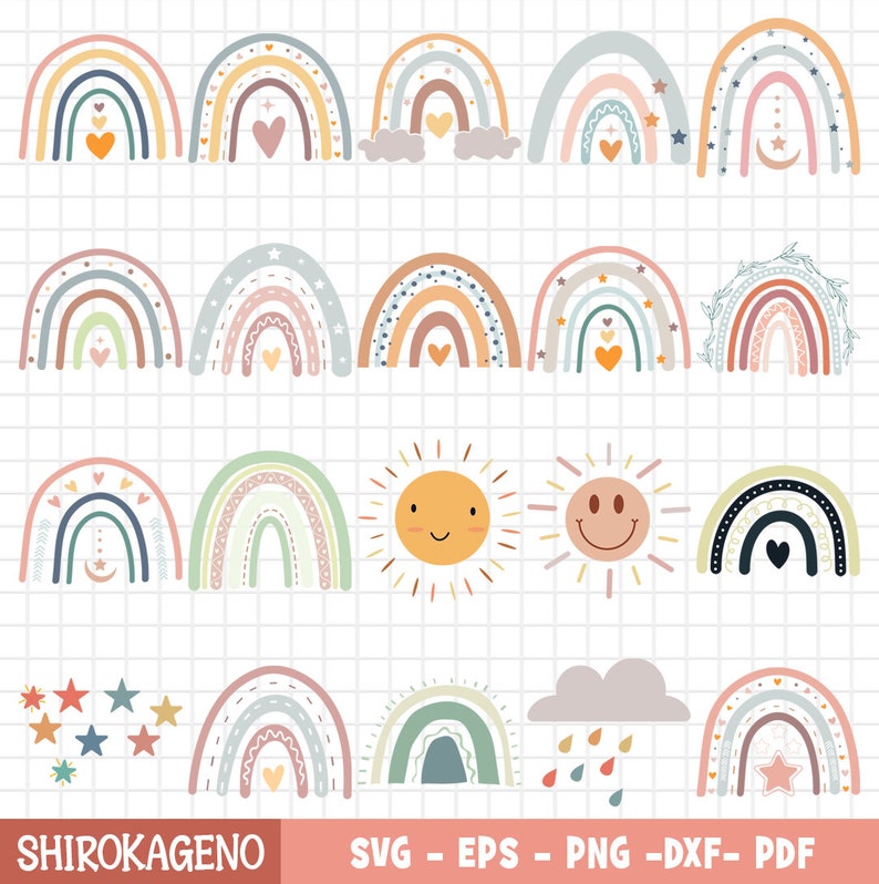Boho Raibow Svg Bundle, Rainbow Baby Svg, Rainbow Svg Cut File, Boho ...