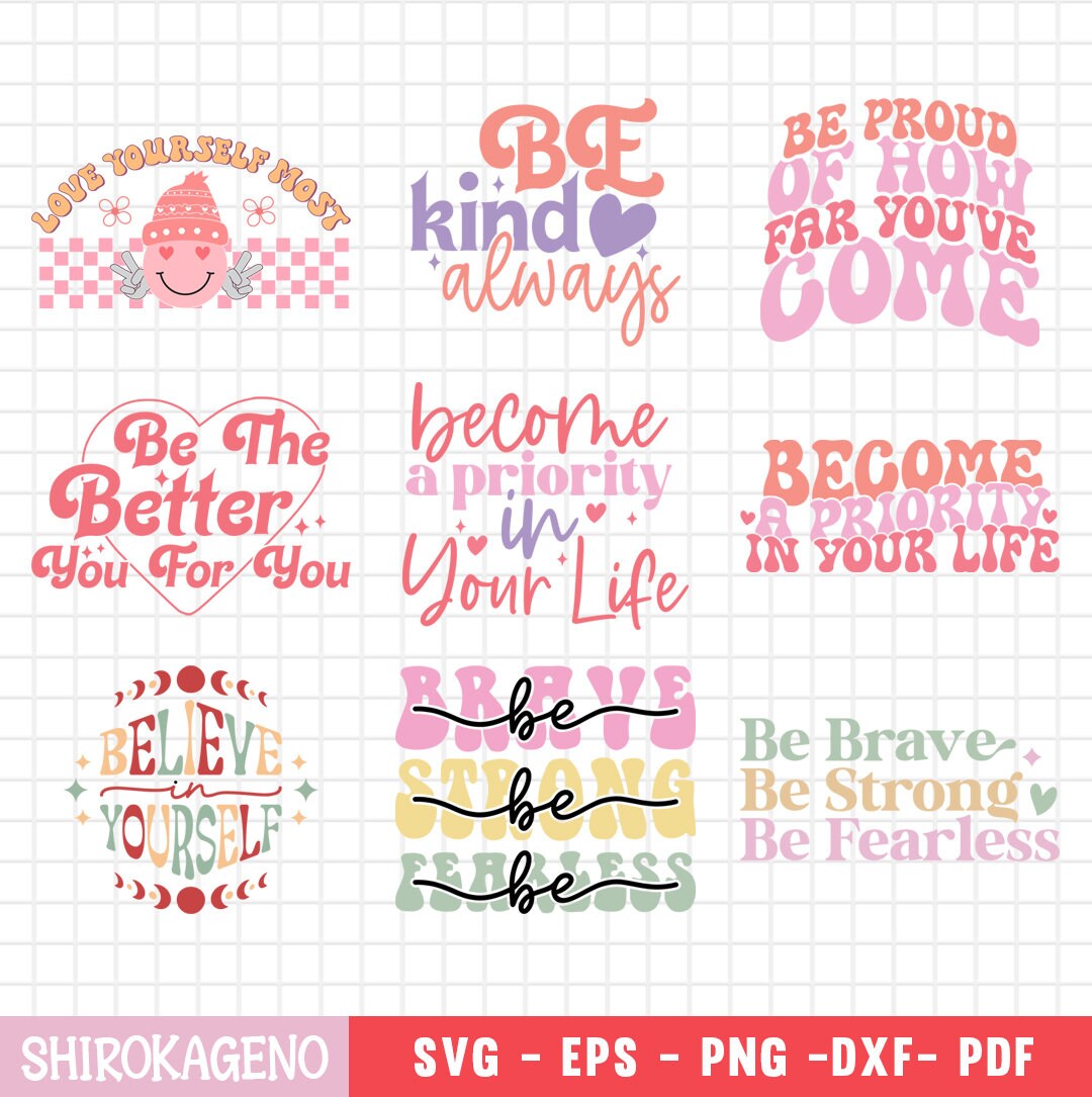Self Love Svg Bundle, Inspirational Quotes Svg, Motivational Svg Bundle ...
