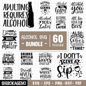 Pacchetto Svg di alcol, Citazioni bicchierini Svg, Tequila Svg, Divertente bere Svg, Divertenti detti ubriachi Svg, Colpo messicano, File tagliati per Cricut V1
