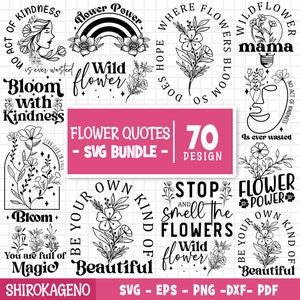 Bundle Svg fleurs citations, fleurs sauvages, Svg floral, rester sauvage Svg, fleurs sauvages Svg, cadre floral Svg, Png, chemise coupe Svg fichiers pour Cricut
