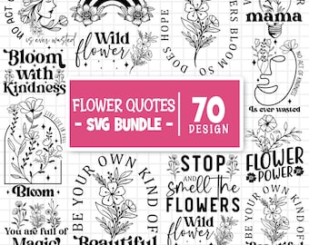 Pacchetto Svg con citazioni di fiori, Svg di fiori selvatici, Svg floreale, Stay Wild Svg, Svg di fiori selvatici, Cornice floreale Svg, Png, Camicia Svg Taglia file per Cricut