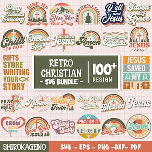 Retro Christian svg bundle, Religious svg, Bible Verse svg, Blessed svg, Jesus Svg, God Svg, Faith svg, Scripture svg, Cut Files for Cricut