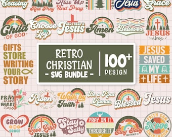 Retro Christian svg bundle, Religious svg, Bible Verse svg, Blessed svg, Jesus Svg, God Svg, Faith svg, Scripture svg, Cut Files for Cricut