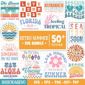 Retro sommar Svg-paket, sommarsvg, strandsvg, sommarsvg, roliga strandcitat svg, sommarcitat svg, sommarordspråk svg, hej sommar