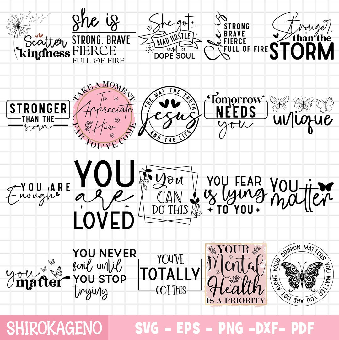 Motivational Svg Bundle, Inspirational Quotes Svg, Self Love Svg Bundle ...