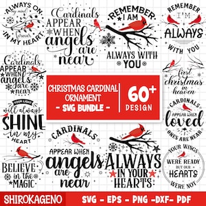 Christmas Cardinal Ornament Svg-bundel, Cardinal Memorial Quotes SVG, condoleance cadeau Svg, Memorial Christmas Svg, gesneden bestanden voor Cricut