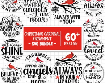 Christmas Cardinal Ornament Svg Bundle, Cardinal Memorial Quotes SVG, Condolence Gift Svg, Memorial Christmas Svg, Cut Files For Cricut