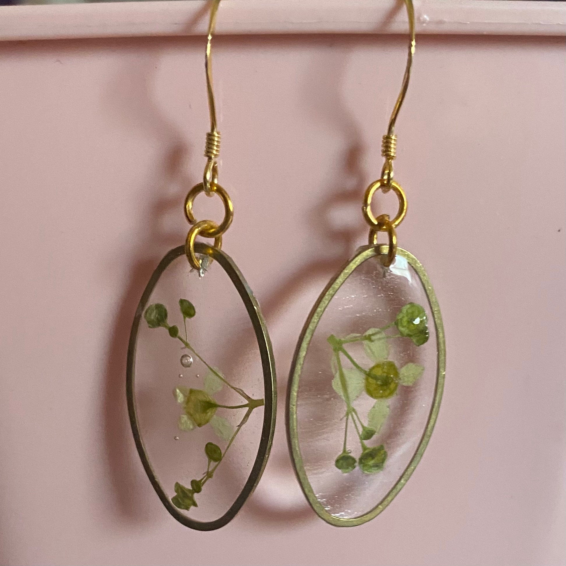 Sterling silver pressed flower earrings Etsy