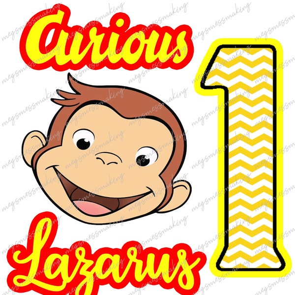 Birthday Shirts- Curious George- First 1st Bday-  Digital Image Instant Download, PNG, Sublimation Graphics -10007