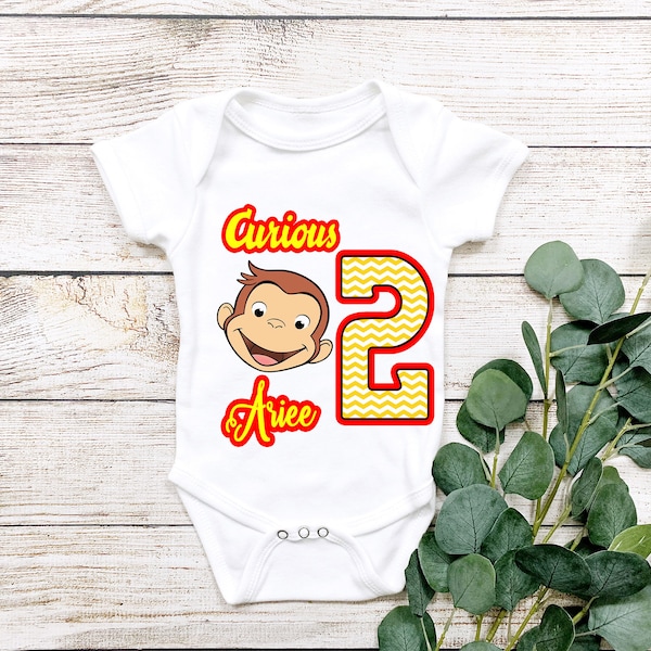 Birthday Shirts- Curious George- Second 2nd Bday-  Digital Image Instant Download, PNG, Sublimation Graphics -10005