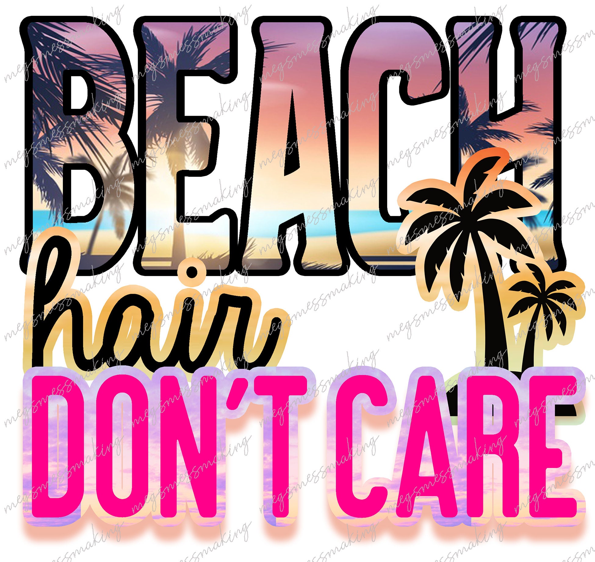 Beach Hair Don't Care Summer Vacaciones Descarga instantánea de imagen