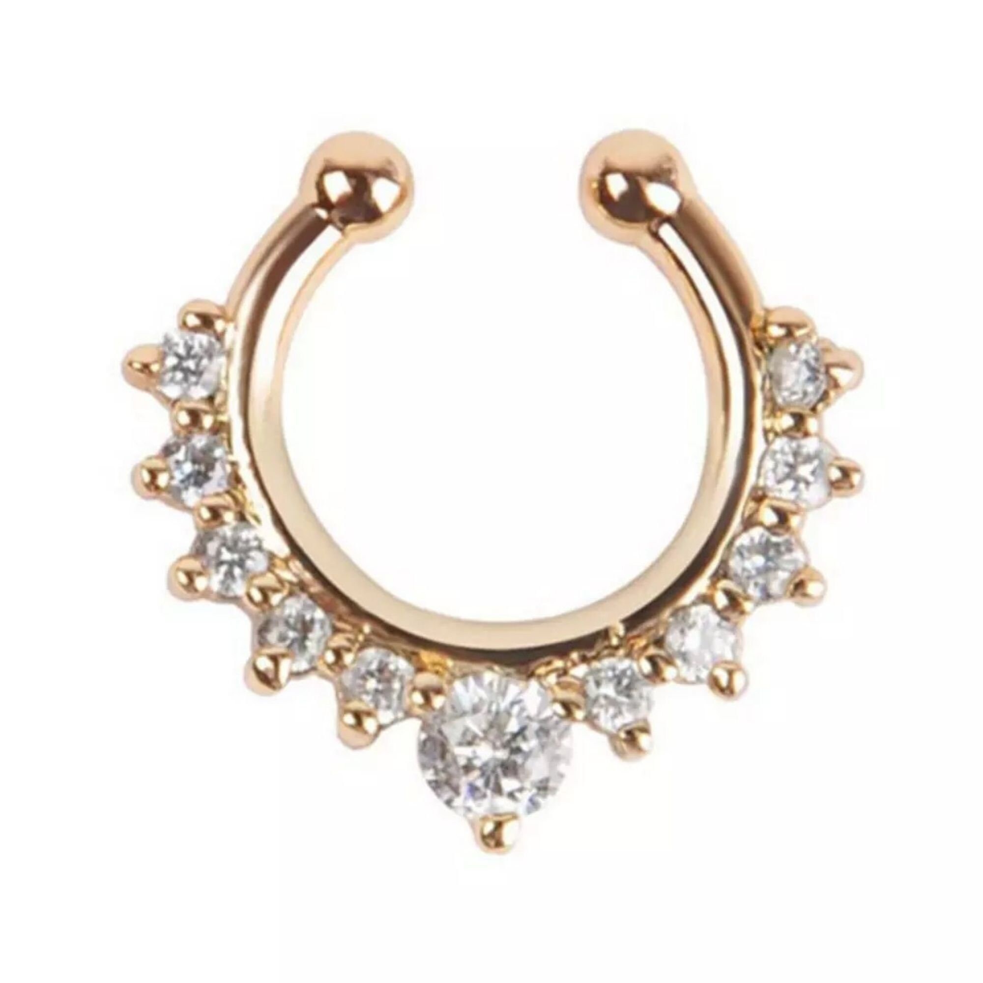Schöne Gold Edelstahl Faux Diamant Nase Ring | Etsy