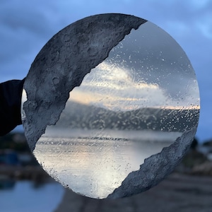Contemporary Dark Lunar Moon Mirror with Detailed Moon Texture, Hand crafted, The Unique Dark Moon Mirror Celestial