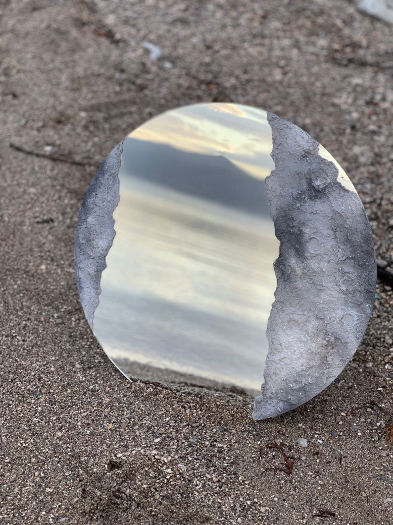 Contemporary Dark Lunar Moon Mirror with Detailed Moon Texture, Hand crafted, The Unique Celestial Home Decor image 5