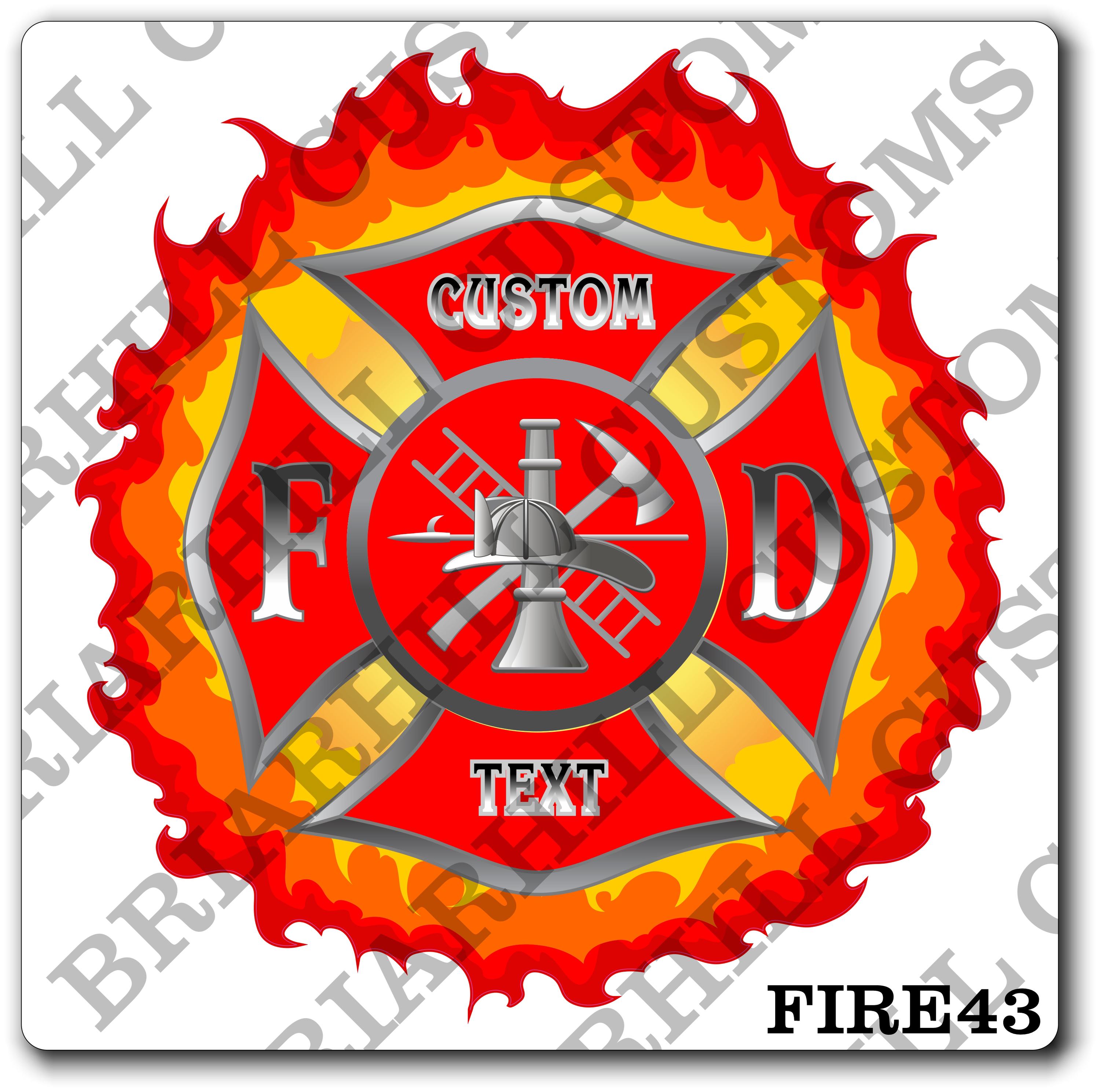 Red Flames Sticker Custom Fire Department Red and Flames Maltese Decal, Sticker ...