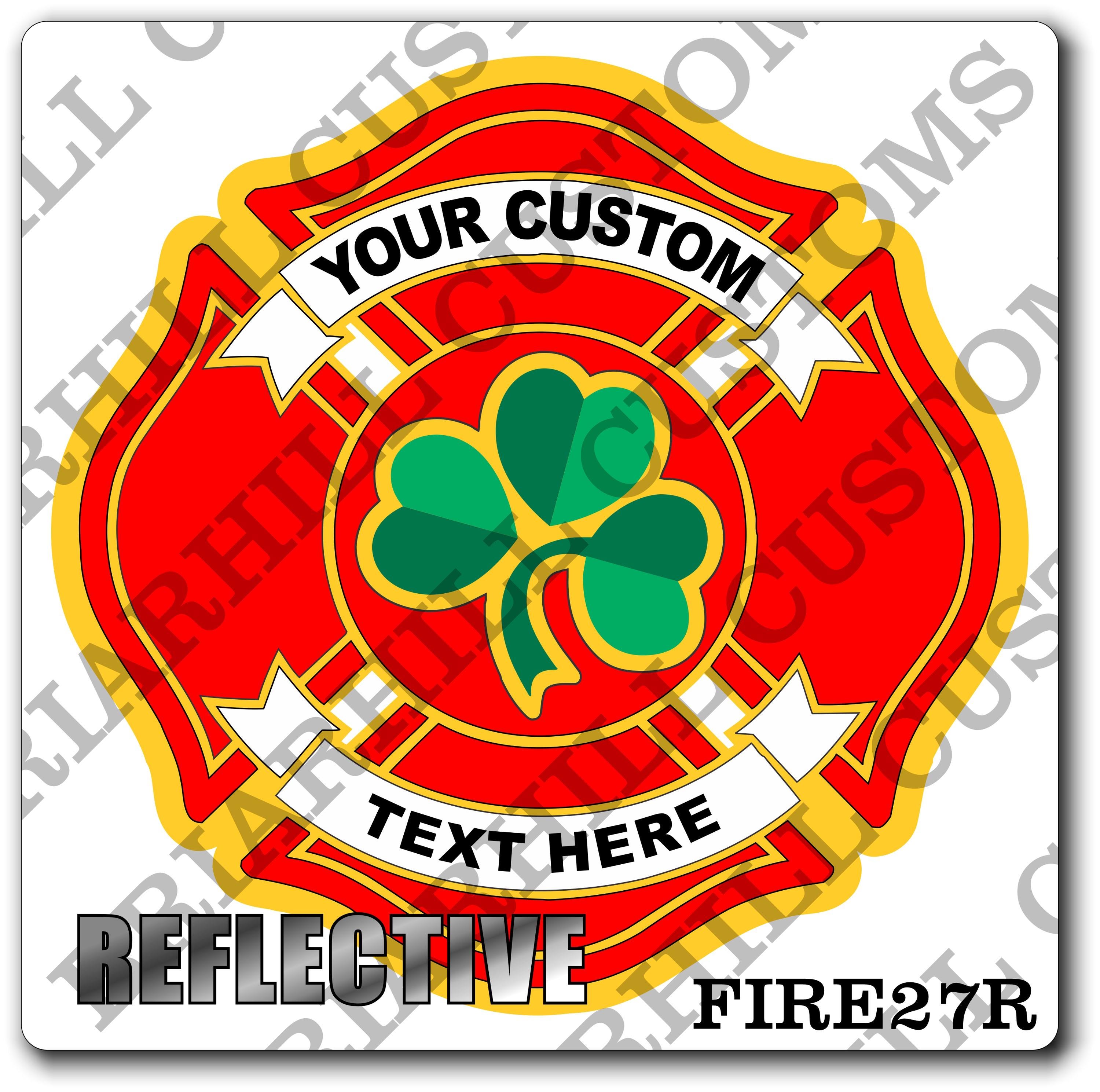 Custom Reflective Fire Department Green Three Leaf Clover Maltese Decal ...