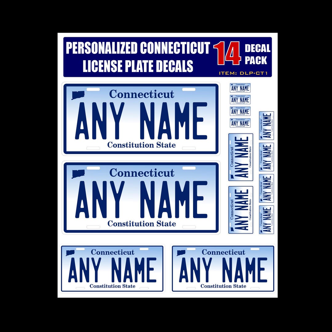 Personalized Connecticut License Plate Decals - Stickers Version 1 ...