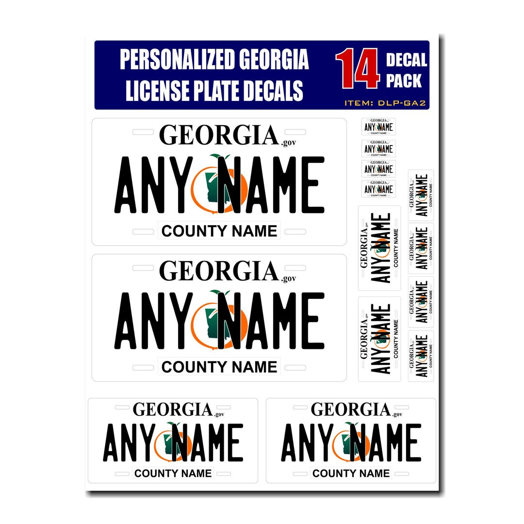 Sample Georgia Tag Sticker Personalized Georgia License Plate Decals - Stickers Version 2 ( Sheet ...