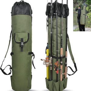 Angelrute Tasche Stangenhalter, bewegliche Angelruten-Kasten-Träger-Segeltuch-Pole-Aufbewahrungs-Beutel Reise-Tragetasche wasserdichte Angelgeräteausrüstung Orga