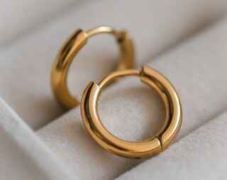 Orecchini A Cerchio Minimalisti Con Motivo A X Bicolori – Creole Ipoallergeniche In Rame E Argento S925 Placcato Oro 18K, Unisex, Diametro 16mm