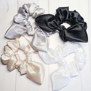 Silk bow scrunchie satin bow scrunchie luxe bow scrunch petal bow scrunchie high end scrunchies with bow bowtie scrunchie