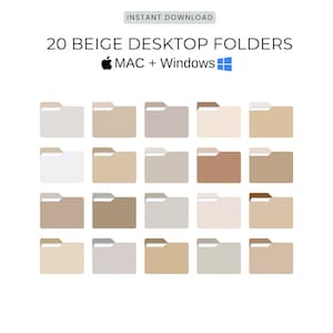 20er Set Desktop Icon Ordner | Minimalistische Icons für Mac und Windows-Desktops, Sofortiger Download, Digitaler Download, PNG, ICO, PDF