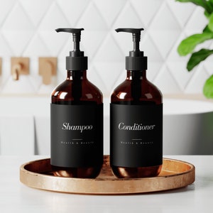 Printable Bathroom Organization Labels | For Storage Jars, Bottles or Canisters | Printable Labels | Health & Beauty | 34 Black Labels