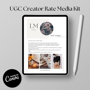 Kit média UGC Creator Rate, modèle Canva modifiable pour les influenceurs et les indépendants, téléchargement immédiat, modèle Canva personnalisable, CGU.
