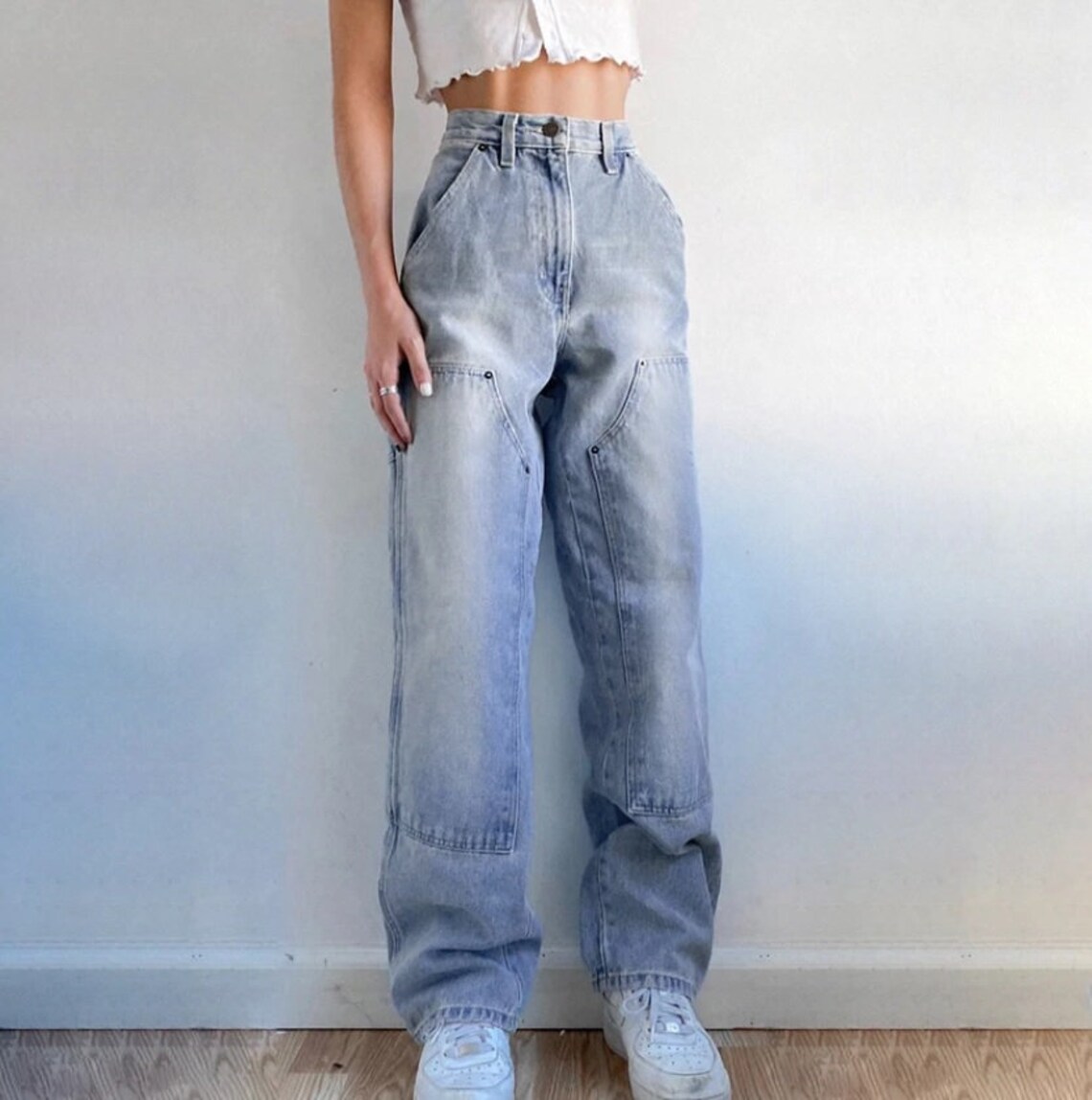Y2K Blue Pockets High Waisted Sexy Baggy Denim Pants | Etsy