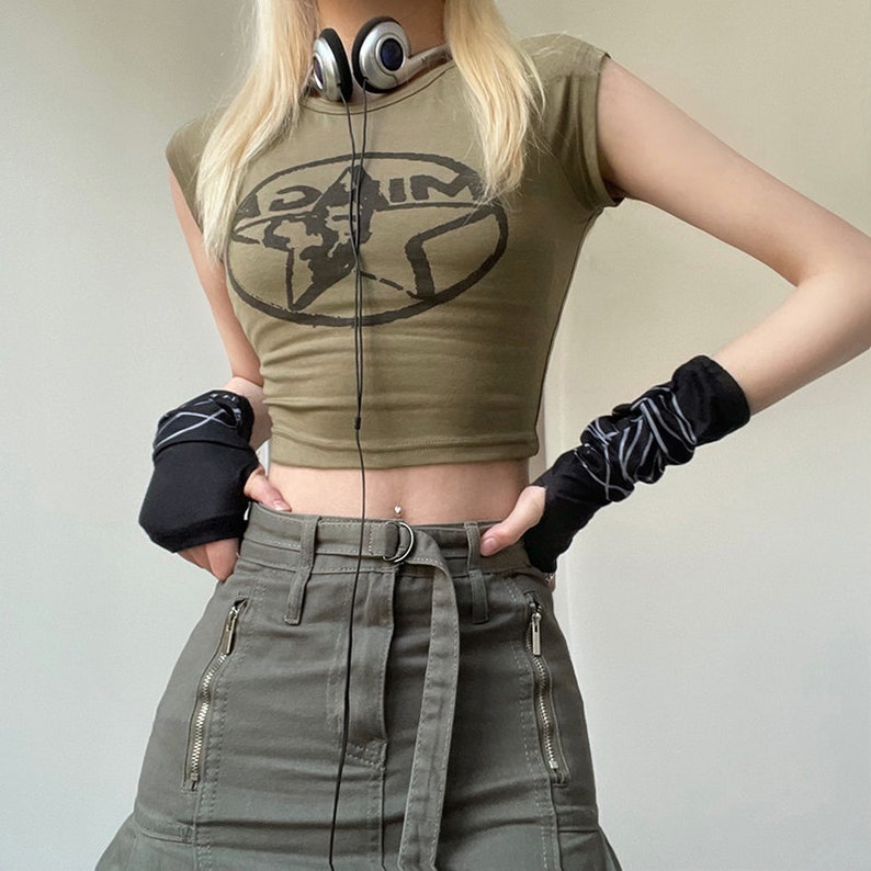 Army Green Tank Crop Top Y2k Fairy Grunge & Alt Clothing Etsy