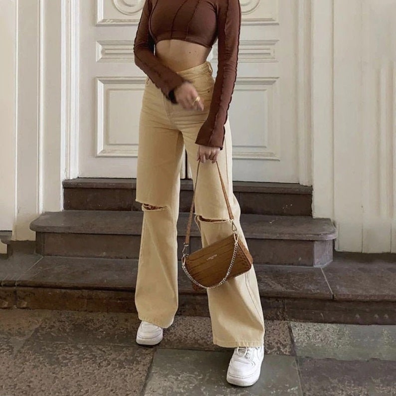 high waisted khaki cargo pants
