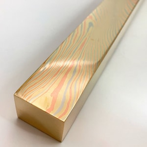 Mokume Gane Copper Square Bar: 120mmx10mmx25mm, Twist Pattern, Three Alloys – Accepting Custom Orders (1-Month Lead Time)
