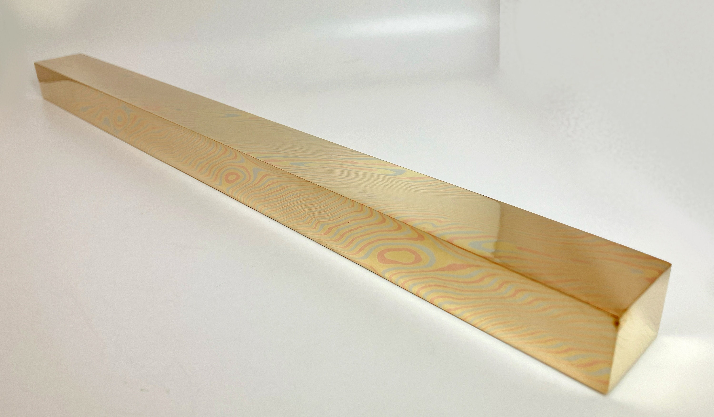 Mokume Gane Copper Square Bar: 120mmx10mmx25mm, Twist Mokume Gane Copper Square Bar: 120mmx10mmx25mm, Twist