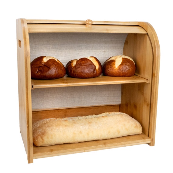 Bamboo Bread Box, Bread Box for Kitchen Counter Top, Bread Storage