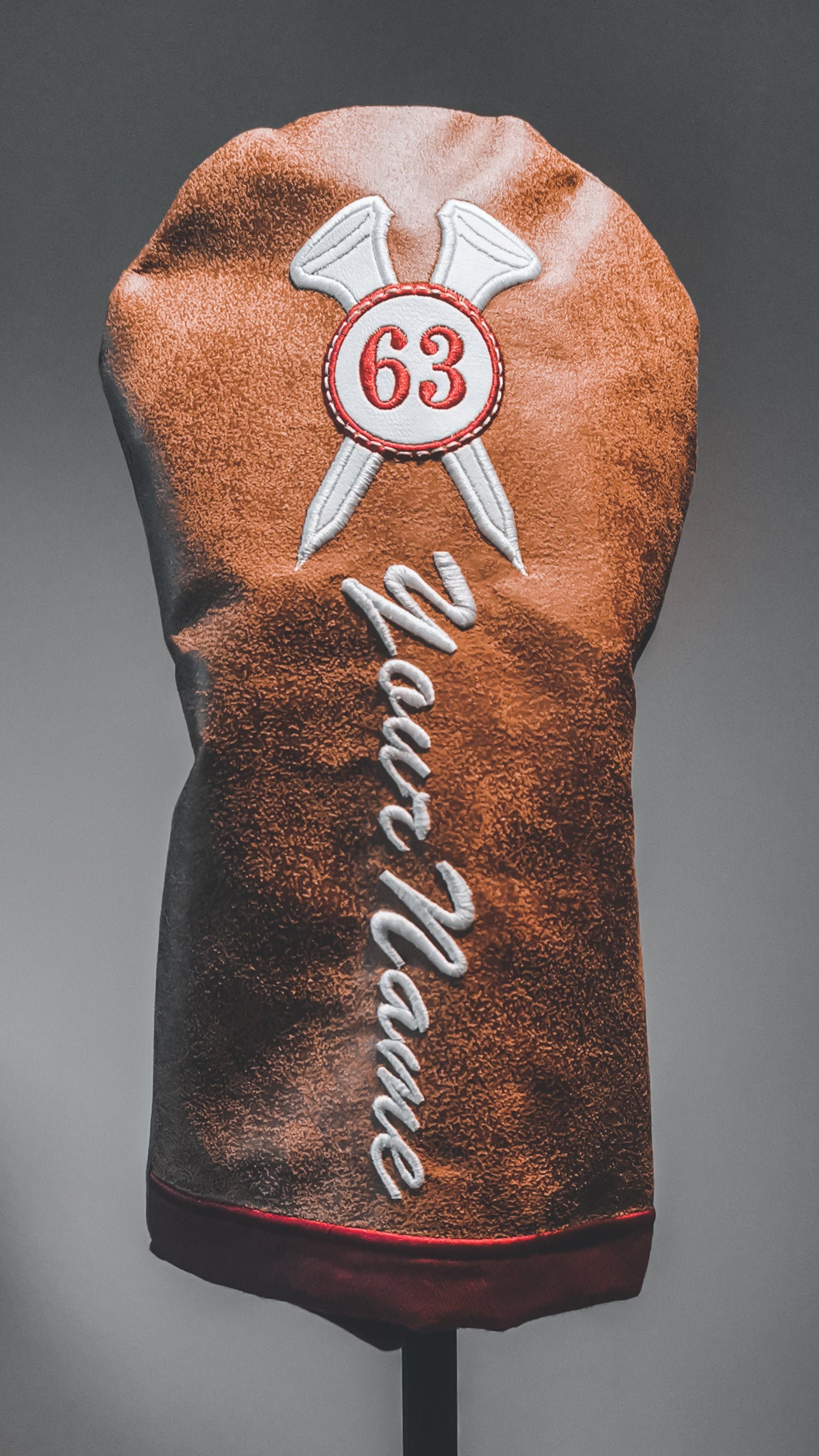 Custom Golf Driver Headcover // Tan Faux Leather Red Wine Etsy