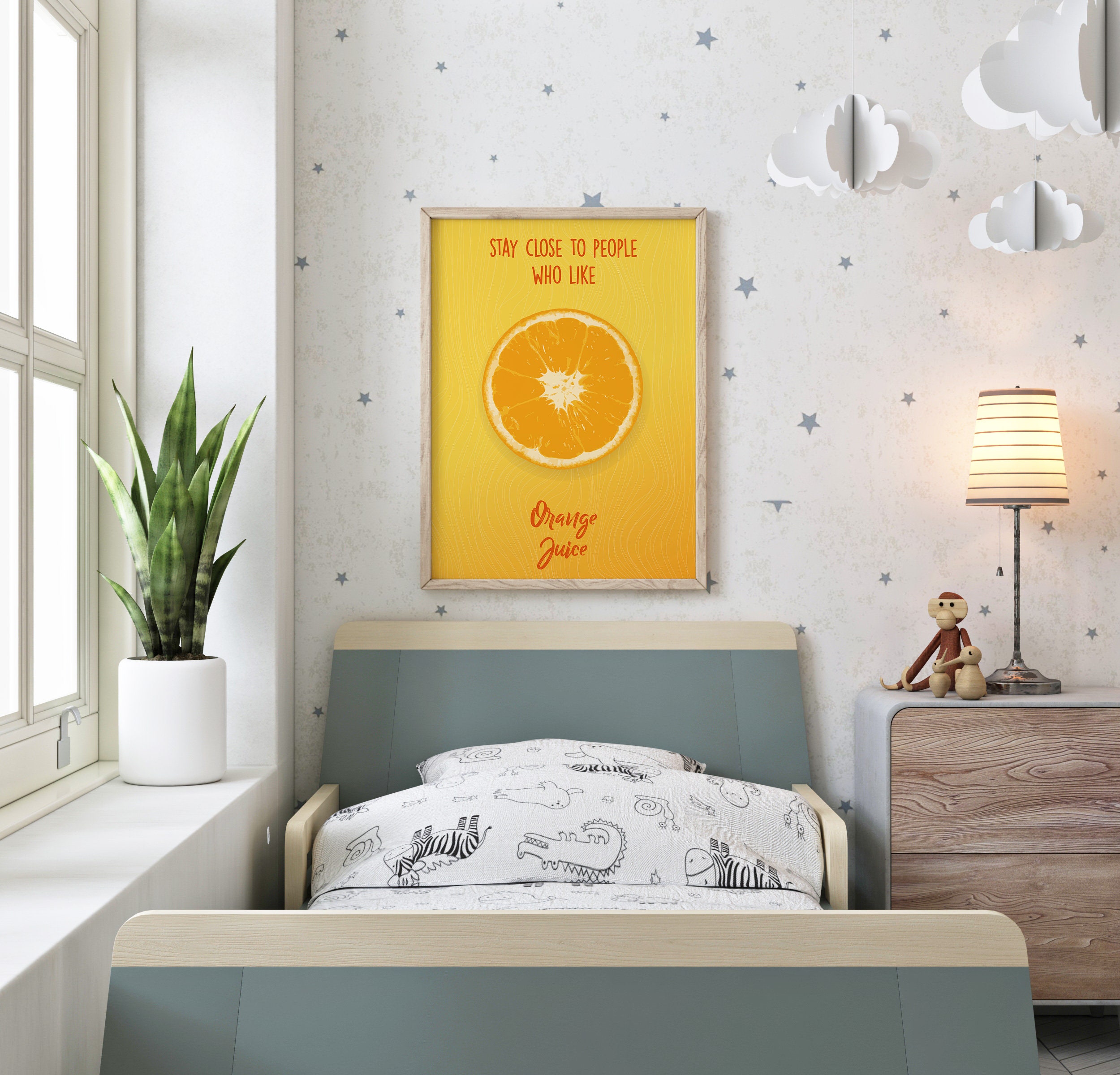 Orange Print Fruit Wall Art Retro Kitchen Poster Kitchen | Etsy